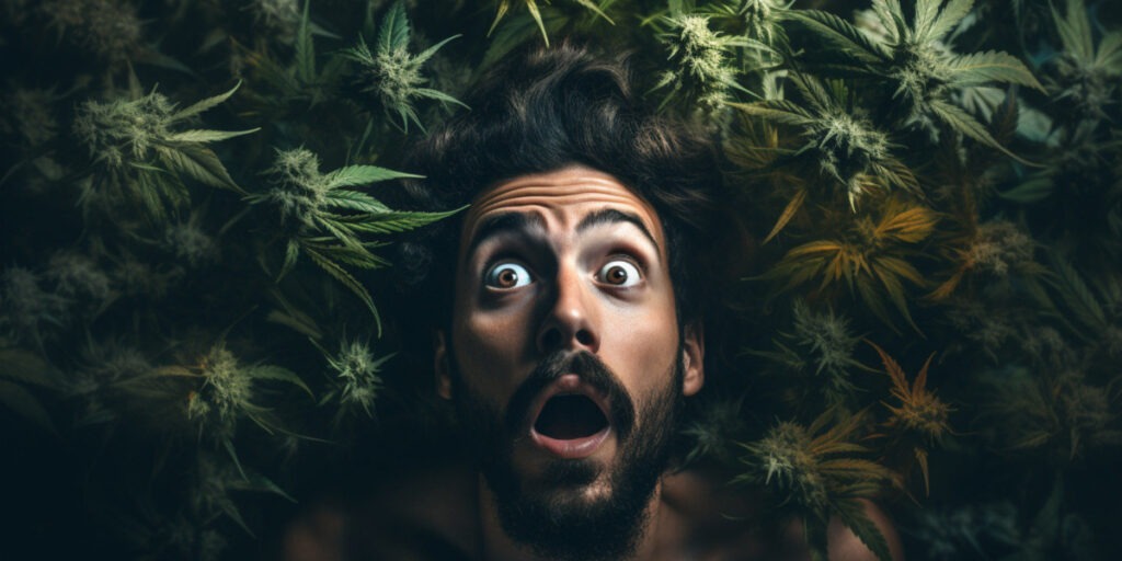 a confused person with anxiety frantically searching for israeli medical marijuana answers